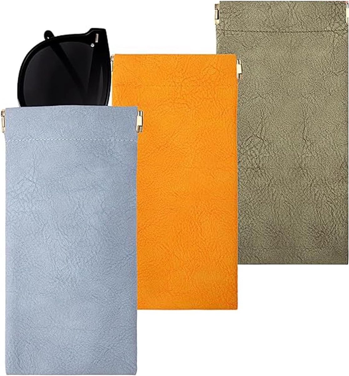 Pack of 3 Sunglasses Case, PU Bag, Glasses Bag, Glasses Bag for Glasses, 1, M, 1 - ShopVlot