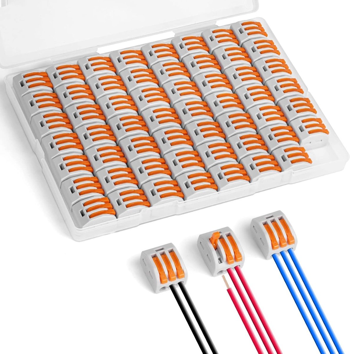 55 Pack Elektrische Snelle Kabel Aansluitingen met 3 Ingangen en Moerhevel - 28-12 AWG Vuurvast en Duurzaam