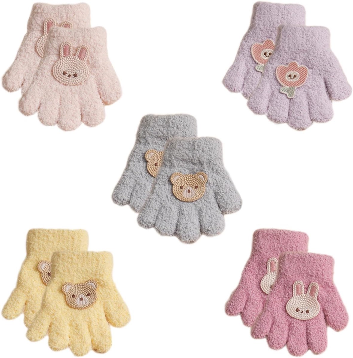 Handschoenen voor kinderen, warme handschoenen voor peuters, warme gebreide handschoenen voor kinderen van 5-12 jaar, elastische vingerhandschoenen voor kinderen