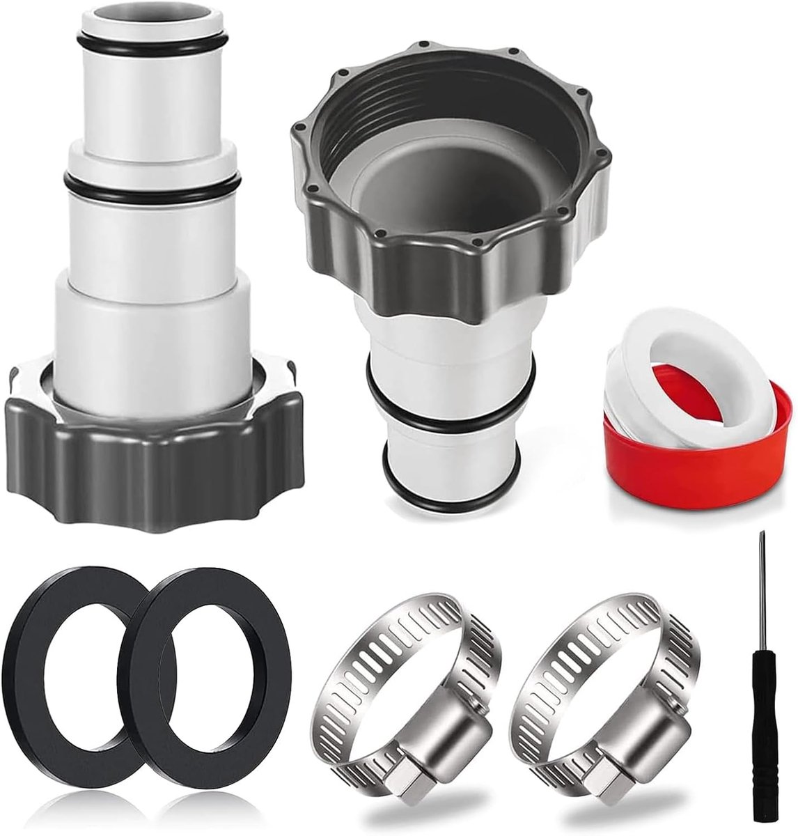 2 Spare Pool Adapter A, 1.25" to 1.5" Adapter A for Intex Pool, Connection Set Hose Adapter for Swimming Pool with - ShopVlot