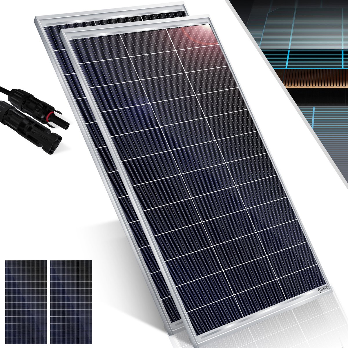 KESSER® Zonnepaneel - Monokristallijn 165 W - 18 V voor 12 V accu's - IP65 aluminium frame - set van 2