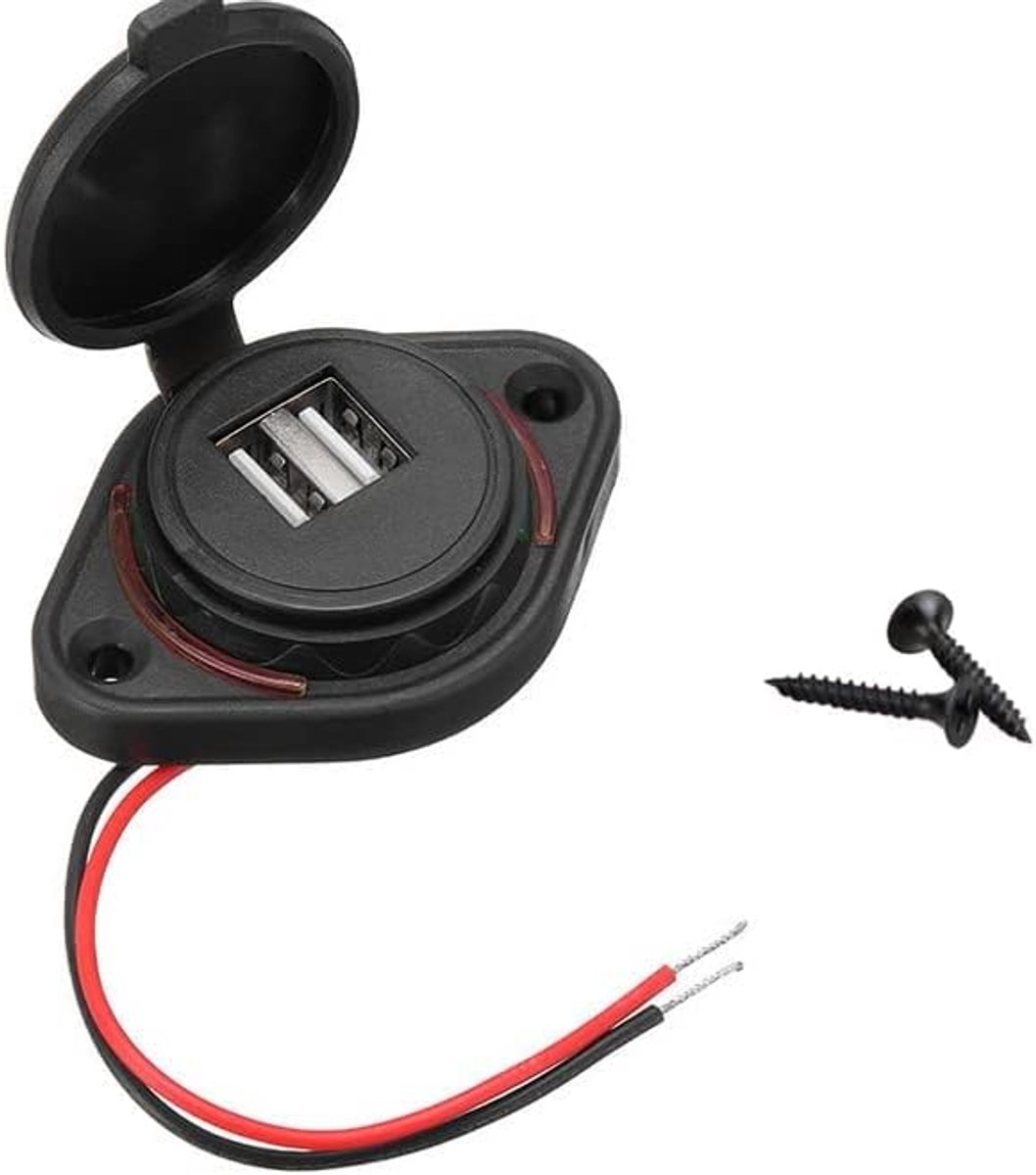 Auto USB Oplader, 12-24V 3,1A Dubbele USB Oplader Voedingsstekker Adapter, Quick Charge Voedingsstekker Adapter Laadpaneel Montage voor Motorfiets Auto Boot