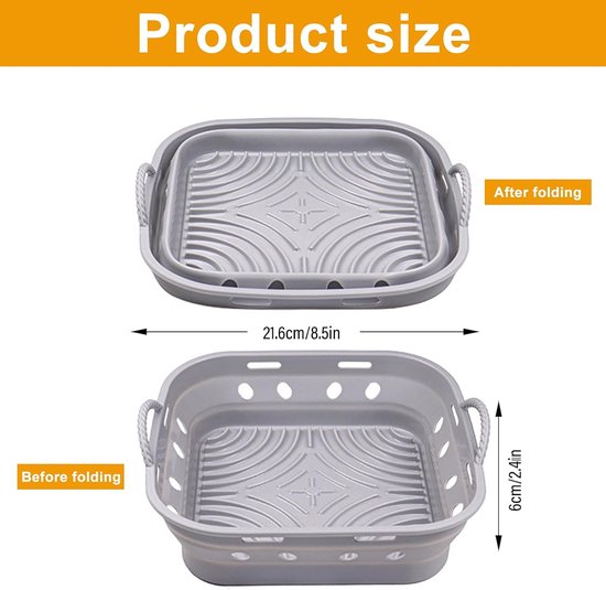 Vorm voor airfryer - luchtfriteuse schalen - accessoires voor luchtfriteuse met antiaanbaklaag, geschikt voor temperaturen tot 230 °C, gemakkelijk te reinigen (vierkant) — afbeelding 2