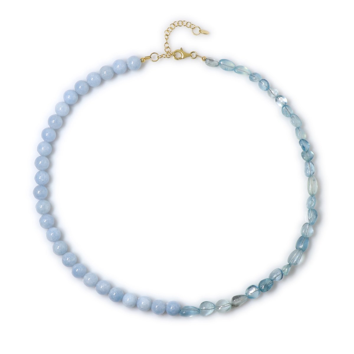 Cavill - Zilveren Halsketting - 925 Sterling Zilver - 130,4 ct Braziliaanse Aquamarijn Parelketting - Luxe, Elegante Blauw