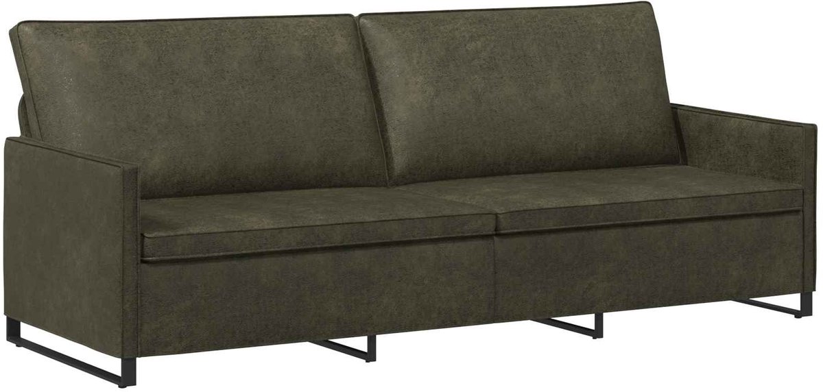 vidaXL 3-zits - sofa - Leger - Groen - 220 - x - 81 - x - 82 - cm - Kunstsuède - stof Legergroen