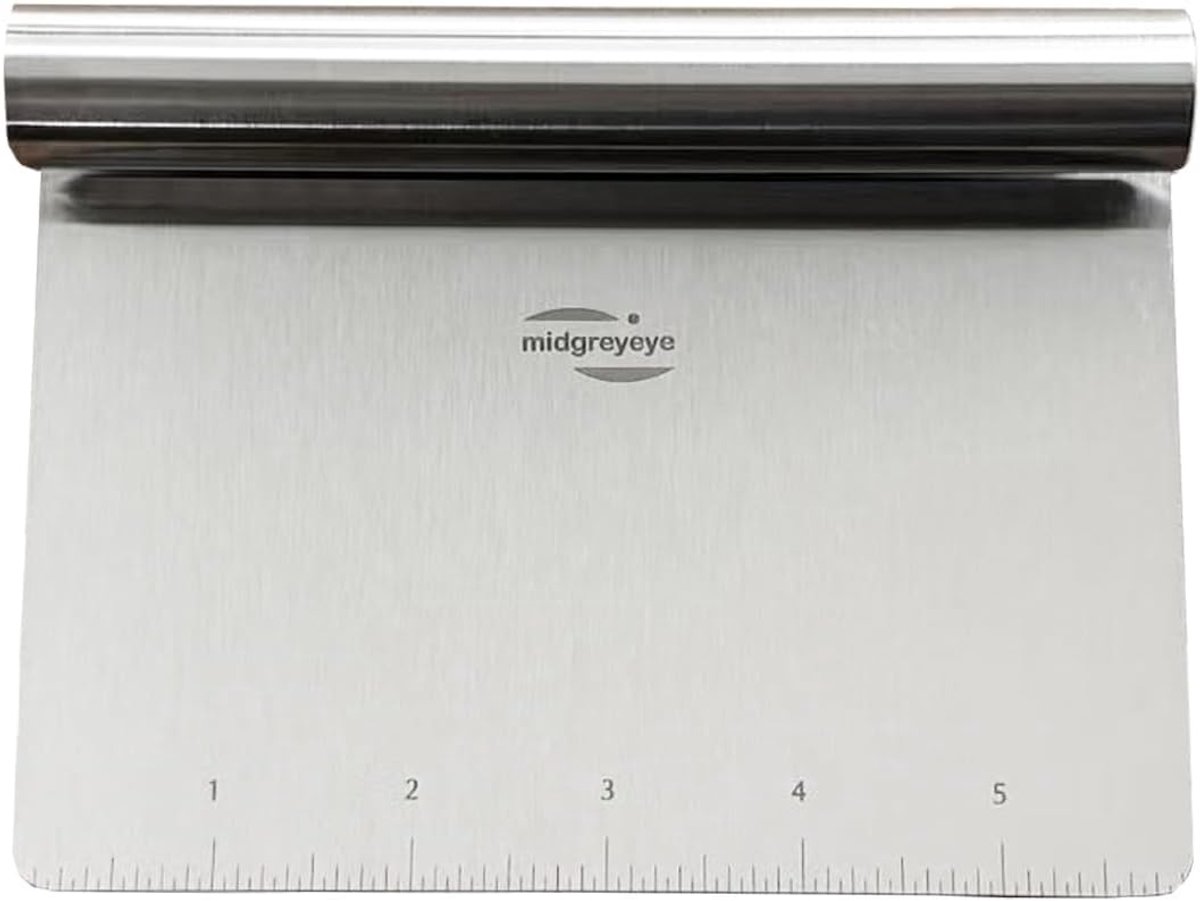 SnelShoppen - RVS Deegschraper met Meetlat, Deegspatel en Taartsnijder voor Keuken, Pizza, Taart, Bakkerij, 15x11.2cm, Ideaal voor Bakken en Koken