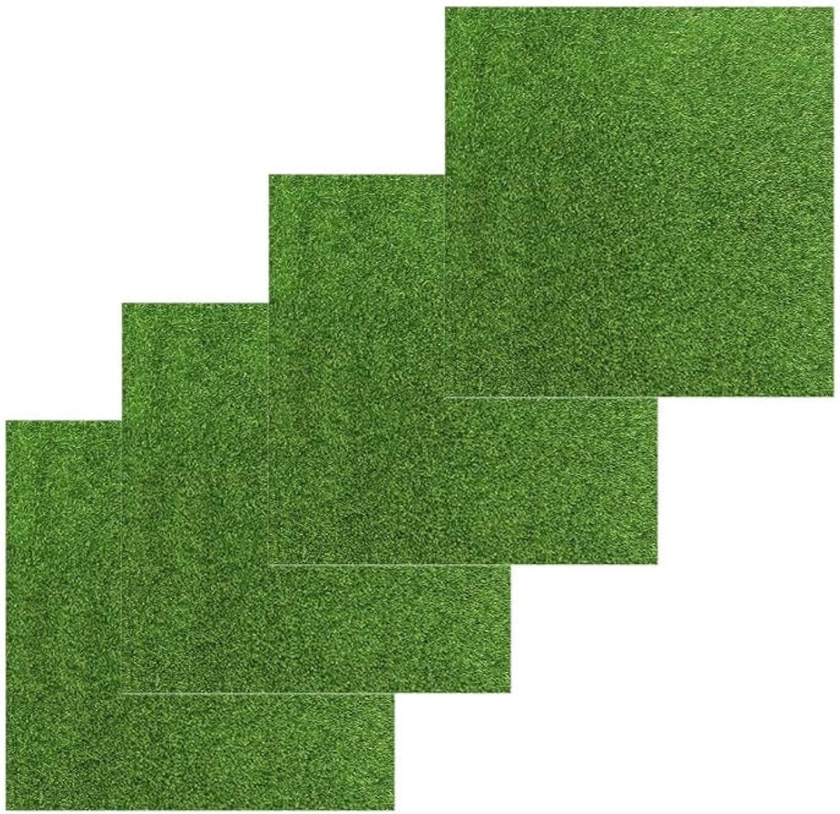 SnelShoppen - Kunstgras Tapijt 4 Stuks Miniatuur Mos Simulatie voor Poppenhuis Tuin Ornament DIY Decoratie - 15 x 15 cm - Eco-vriendelijk en Duurzaam