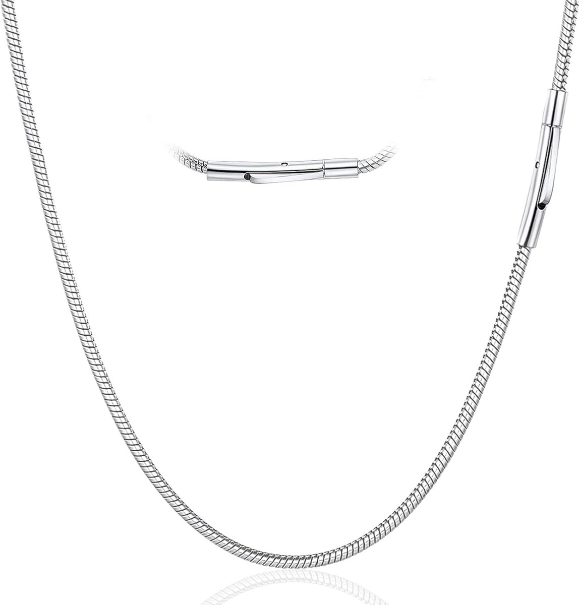 Snake chain 2/3/4 mm - roestvrij staal - zilver zwart - voor mannen en jongens - ShopVlot