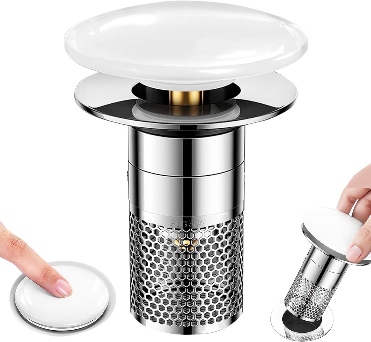 SnelShoppen - 1 Stuk Afvoerplug Filter, Keramische Afvoerplug, Keuken En Badkamer Afvoerzeef, Pop-Up Afvoerzeef, Geschikt Voor Wasbakken, Badkuipen, D