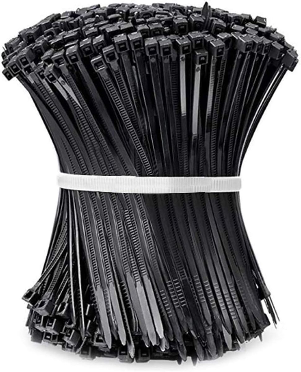 SnelShoppen - 1000-pack zwarte kabelbinders 100 mm x 3 mm Heavy Duty nylon zelfsluitende ritssluitingen voor thuiskantoor garage werkplaats