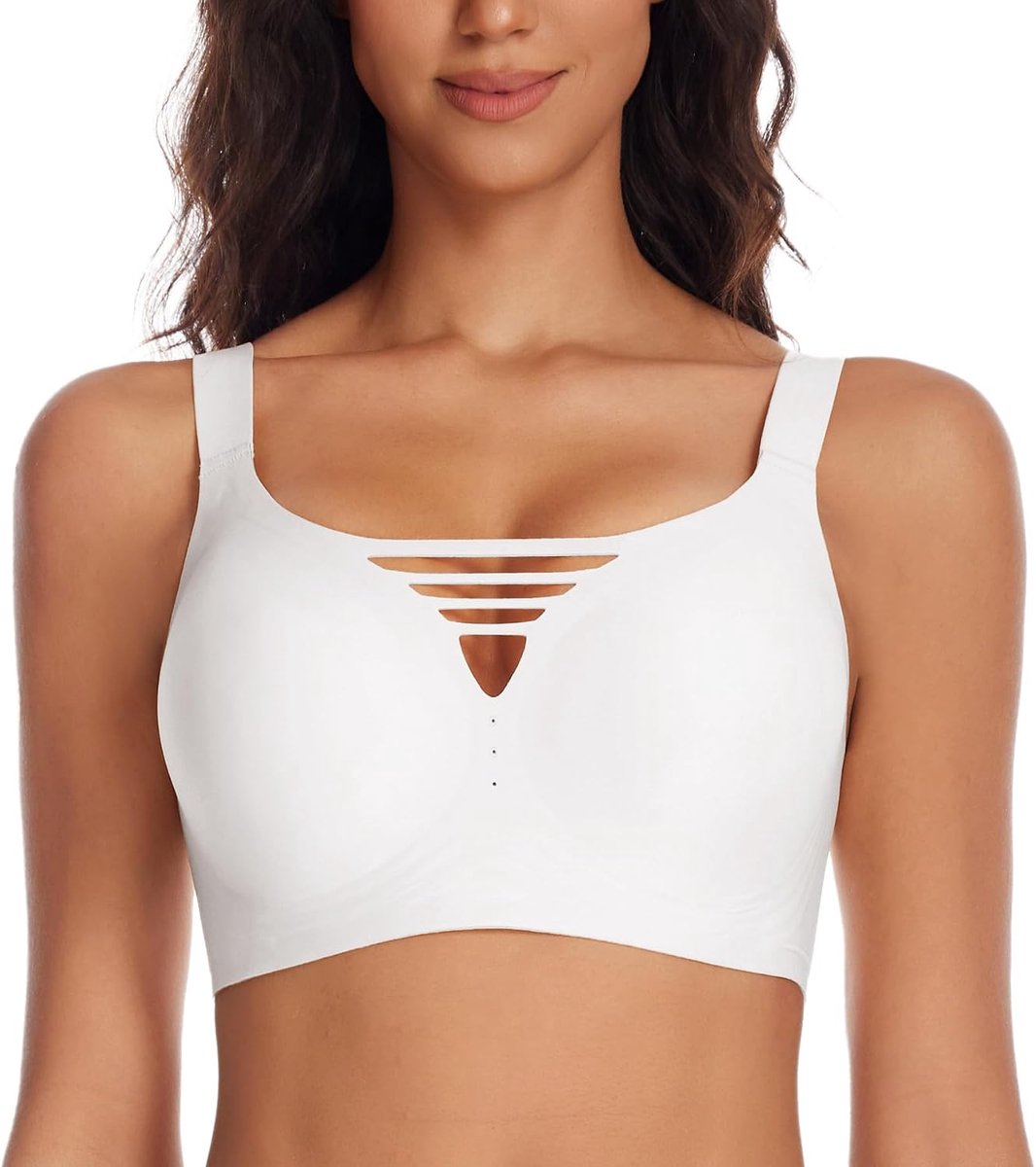 Beha voor dames, zonder beugel, naadloze beha, comfortabele push-up beha, zachte beha, T-shirt, beha, beugelloos, sterke ondersteuning, V-hals, bralette