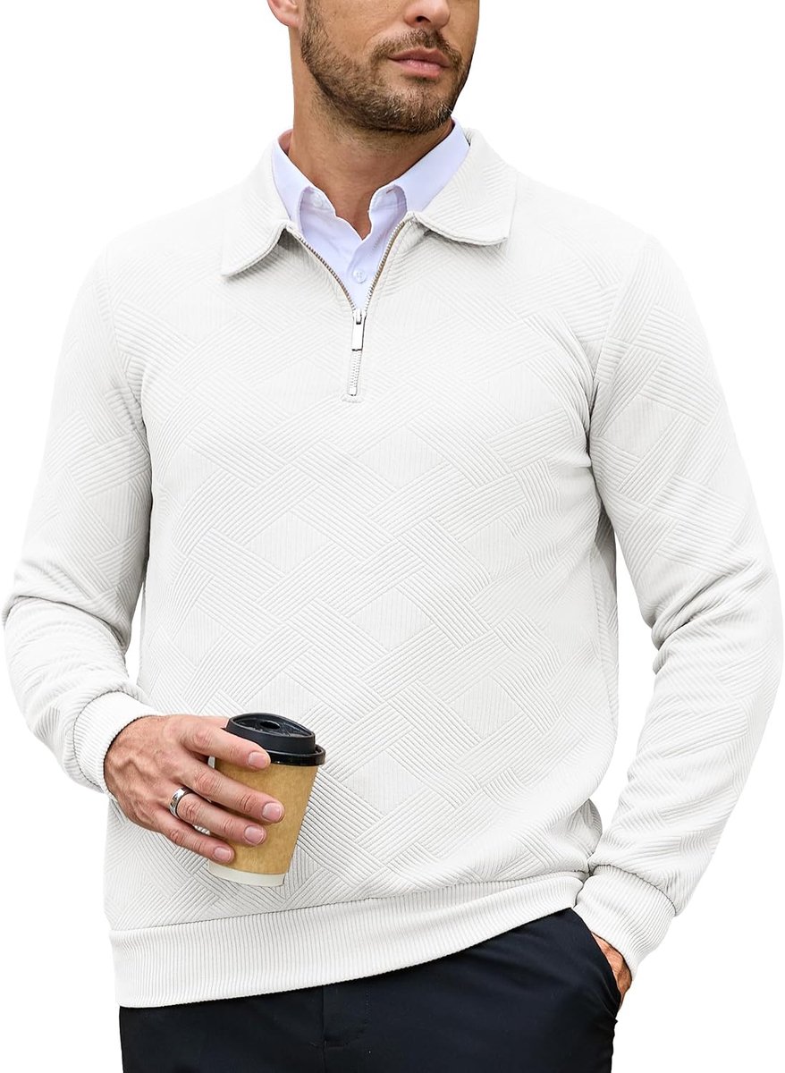Herensweatshirt met ritssluiting, opstaande kraag, zonder capuchon