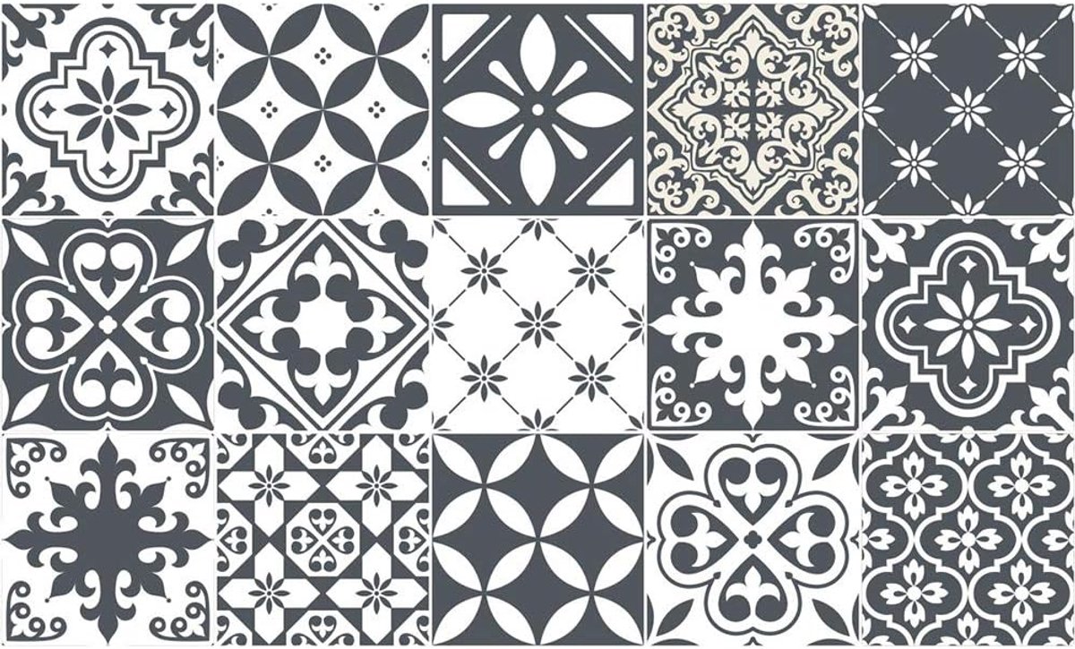 15 x lijmeffect muurtegels, Azulejos ontwerp, 10 x 10 cm