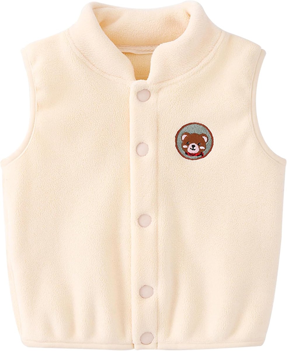 Peuter polarfleece vest kinderjas jongens meisjes katoen mouwloos kindervest lente herfst gebreide jas bovendeel met cartoonpatroon
