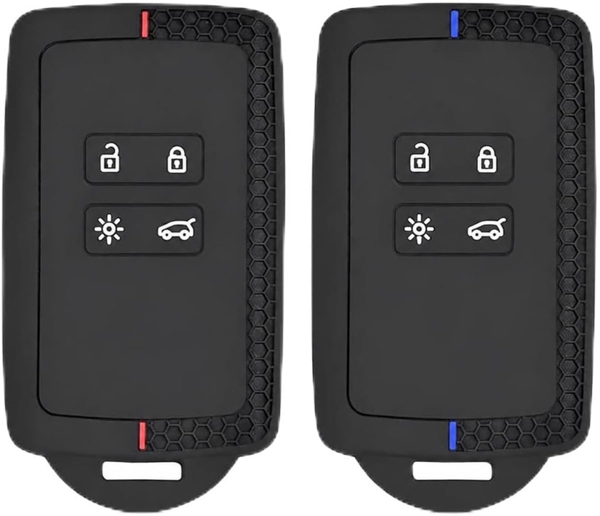 2 stuks siliconen sleutelhoezen – compatibel met 4-knops sleutels – stijlvol, duurzaam & beschermend – rood + blauw