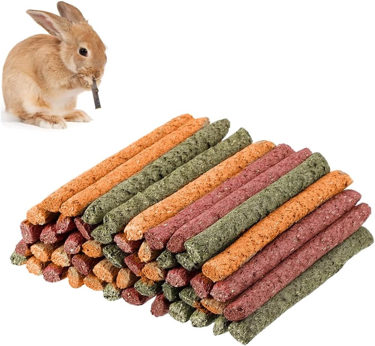 Speelgoed, kauwspeelgoed voor konijnen, cavia's, hamsters, chinchilla, haasjes, lekkernijen, 4 smaken
