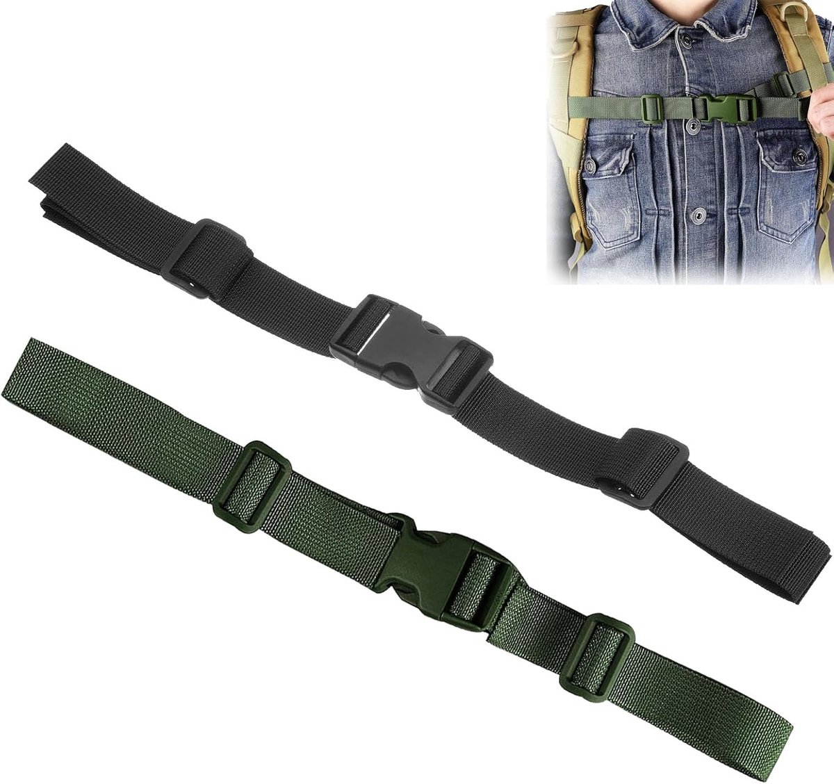 2 Sets Verstelbare Borstriem voor Rugzak, Rugzak Borstband met Snelsluiting en Antislip Fixatie, Accessoire voor Schooltas Reistas Laptoprugzak Wandelen Fietsen en Dagelijks Gebruik