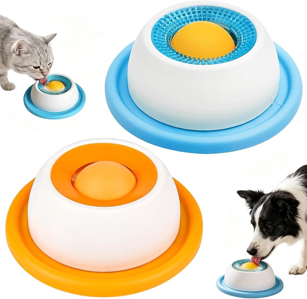 Set van 2 interactief speelgoed, likbal voor honden