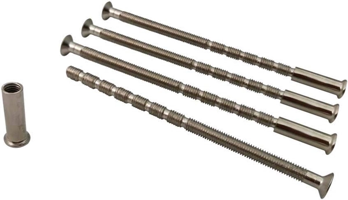 Bout verbindings- en hulsbevestigingsschroeven voor terrasdeurgreep, deurslot, sleutelrozetten, rozet, knop, cilinder (99mm nikkelkleur, 4 stuks)