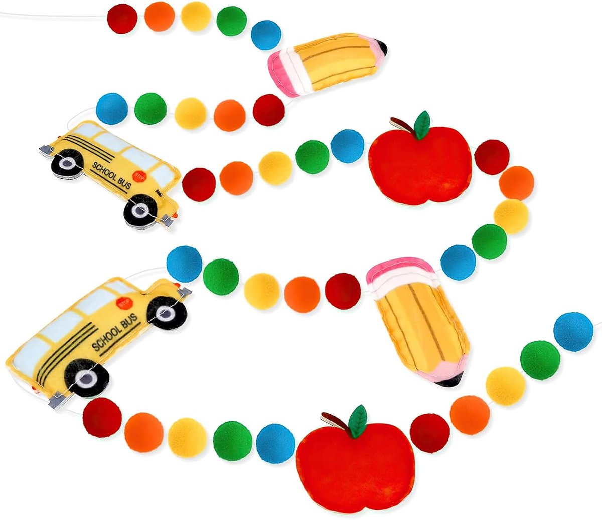 Naar school banner slinger decoratieve banner potlood appels en schoolbus decoratie ophangen voor de eerste schooldag eerste schooldag feest (type 2)