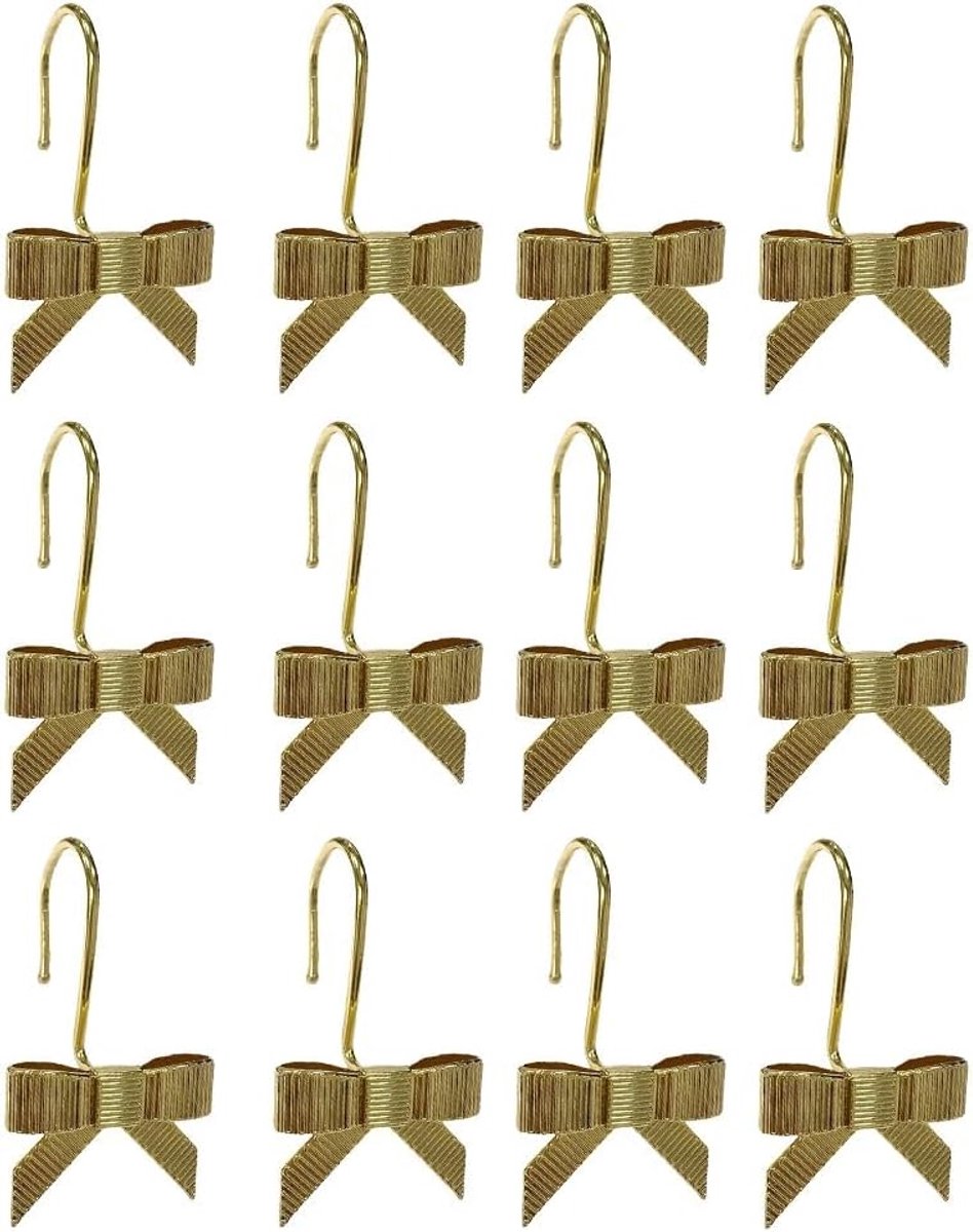 12 Stuks Douchegordijnhaken Strik Douchegordijn Ringen Decoratieve Haken Gordijnhaken Voor Badkamer Douchegordijn Accessoires Badkamerdecoratie (Goud)