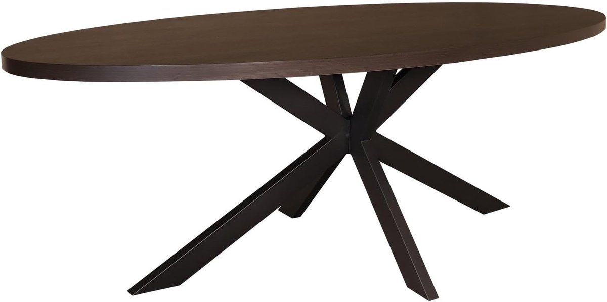 Eettafel Tommy ovaal 210cm donker walnoot melamine ovale tafel