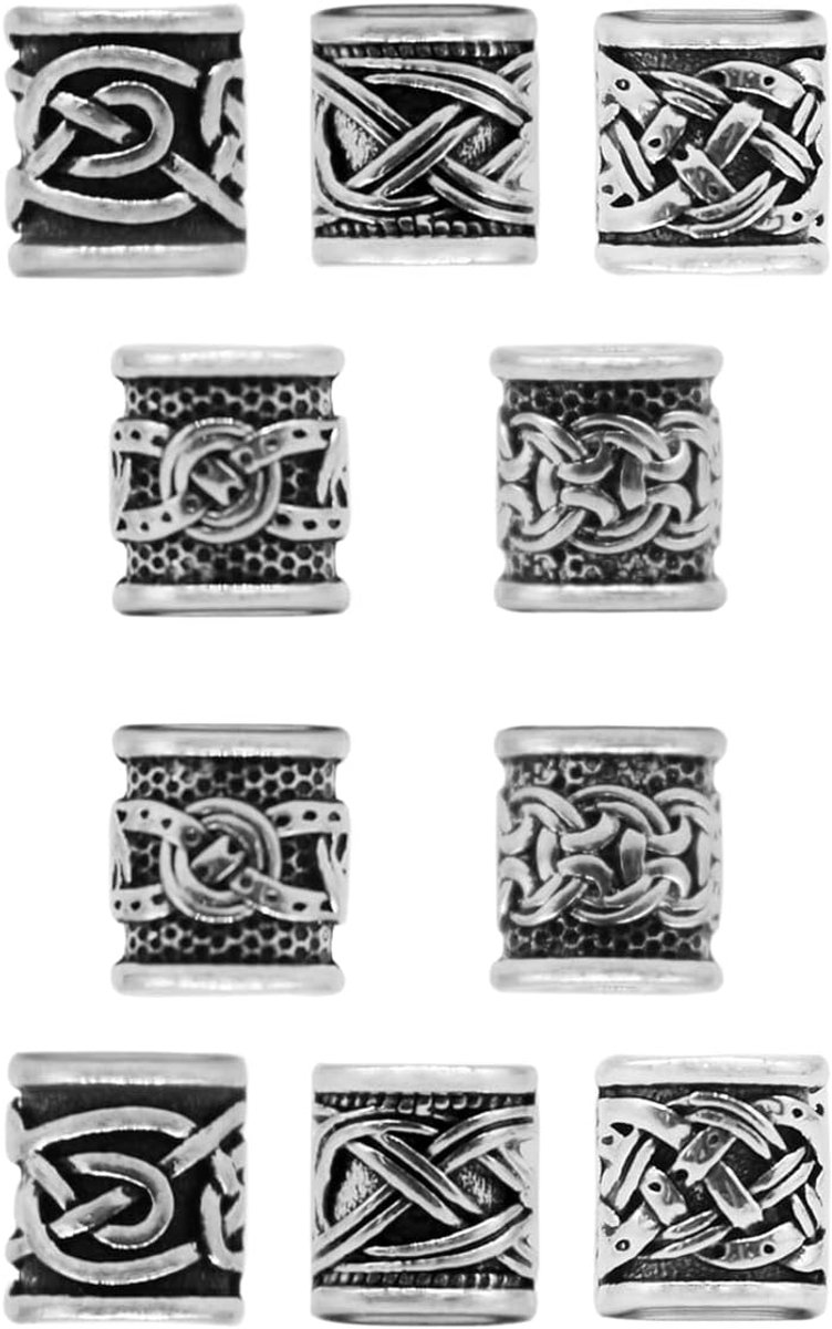 10PCS Viking Baardkralen Metalen Viking Baardkralen Haarkralen Hanger Styling Tool voor DIY Baardvlechten Haaraccessoires voor Mannen