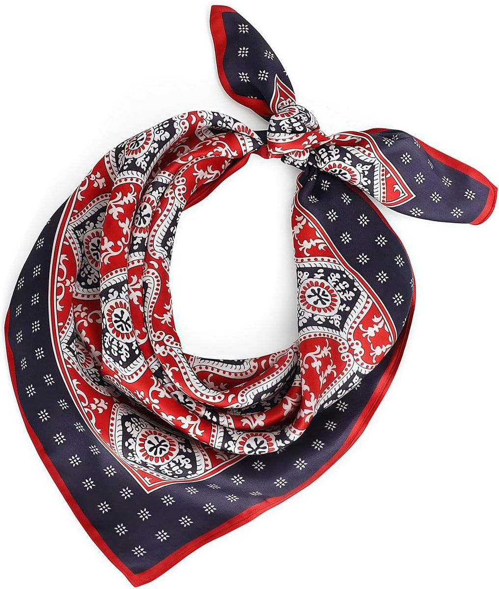 100% Zijde Soft Touch, Dames Sjaal Zijde Doek Hoofddoek Bandana, Elegant Bedrukt Zomer Accessoire, 53x53 cm Vierkant, Ideaal Geschenk Luxueus Handgerold