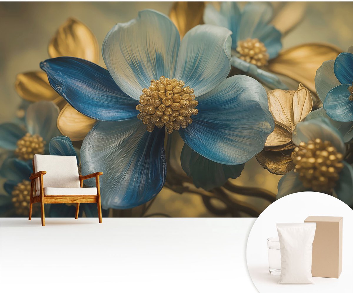 Wallfluent Fotobehang - Wit Vliesbehang - 416x254 cm - Bloemarrangement Muurschildering - Gang behang Bloemen En Planten - Fotobehang Vlies - Slaapkamer behang