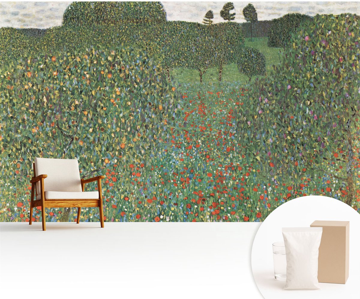 Wallfluent Fotobehang - Groente Vliesbehang - 416x254 cm - Bloemenweide Muurschildering - Slaapkamer behang Bloemen En Planten - Fotobehang Vlies - Slaapkamer behang