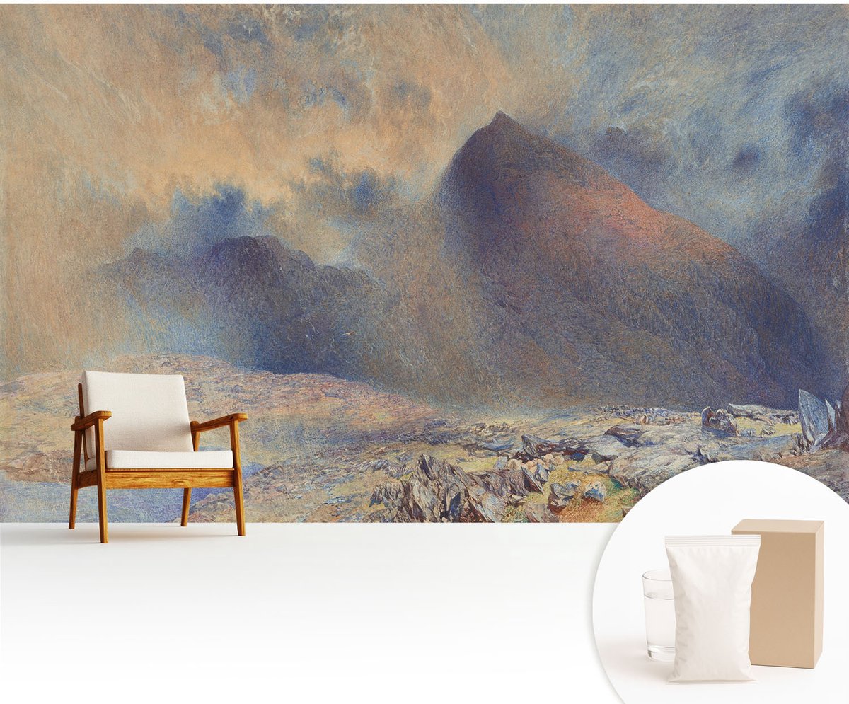 Wallfluent Fotobehang - Zwart Vliesbehang - 416x254 cm - Berglandschap Muurschildering - Gang behang Landschappen - Fotobehang Vlies - Slaapkamer behang