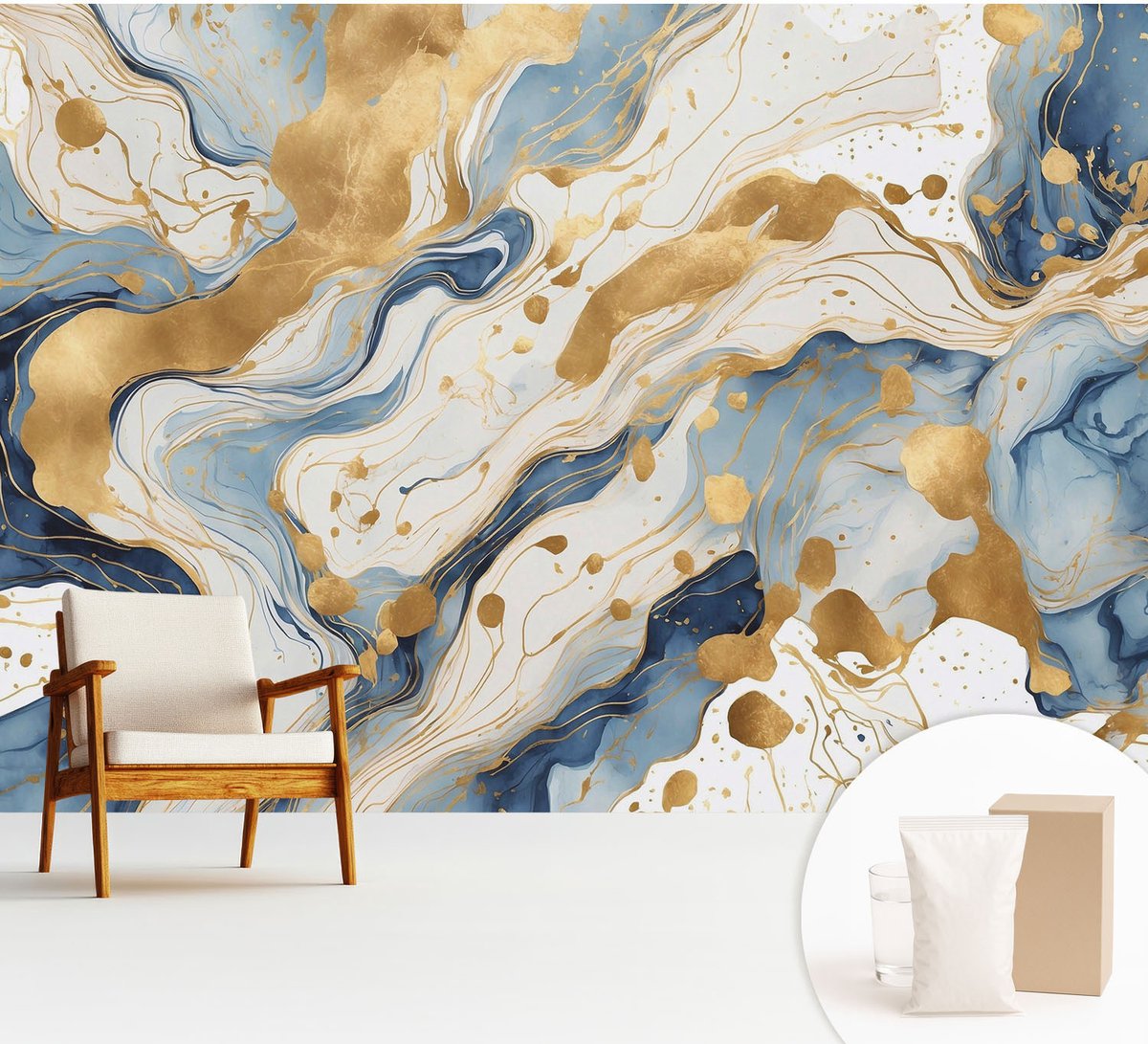 Wallfluent Fotobehang - Wit Vliesbehang - 312x219 cm - Abstracte Elegantie Fotobehang Vlies - Hal behang Abstractie - Muurschildering - Woonkamer behang