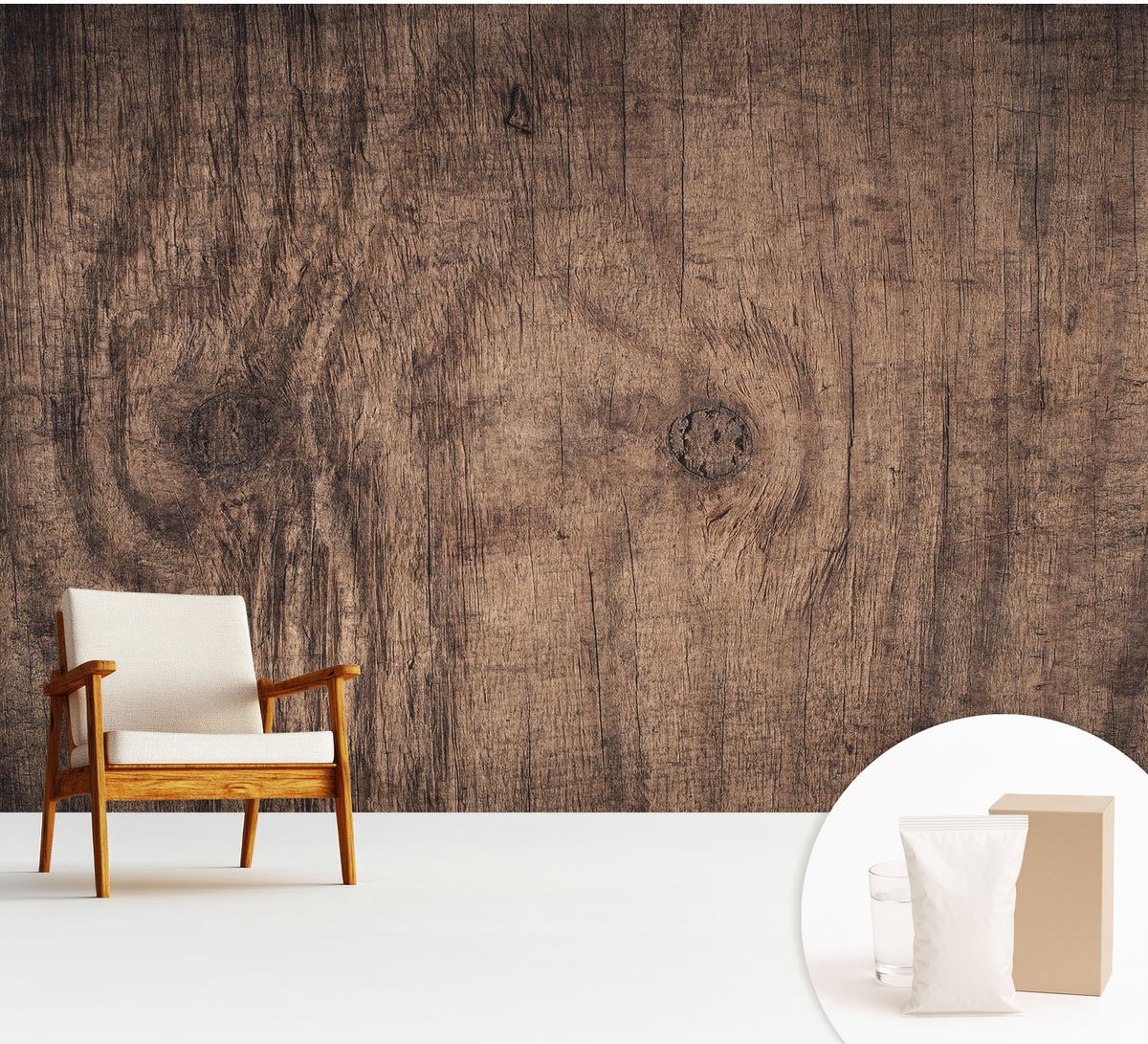 Wallfluent Fotobehang - Bruin Vliesbehang - 312x219 cm - Rustiek Hout Muurschildering - Slaapkamer behang Texturen - Fotobehang Vlies - Slaapkamer behang