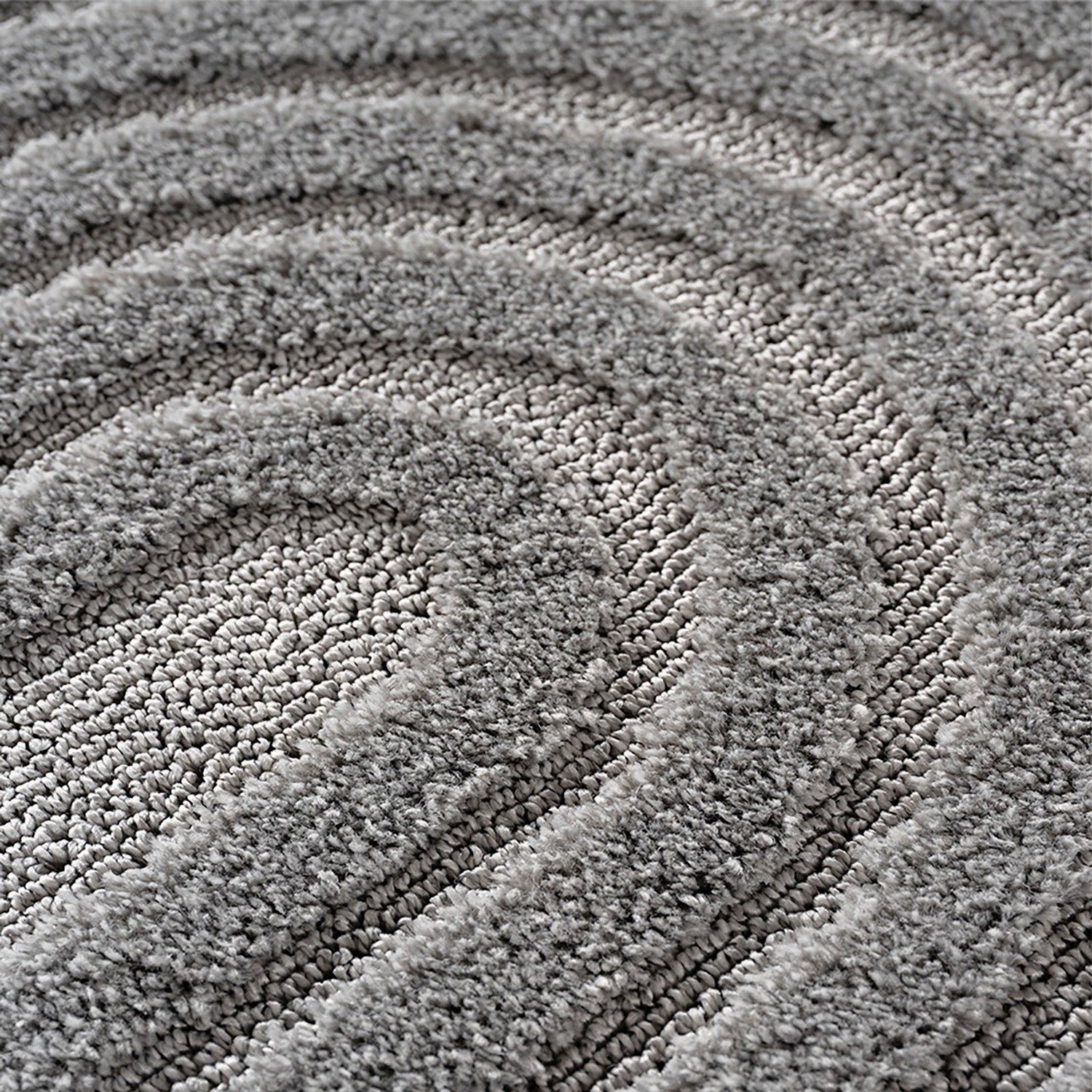 Moonay Kiyaro Arco Vloerkleed Grijs 200 cm rond - Japandi Scandinavisch - Lijnen en Bogen - Hoog- en Laagpolig 3D