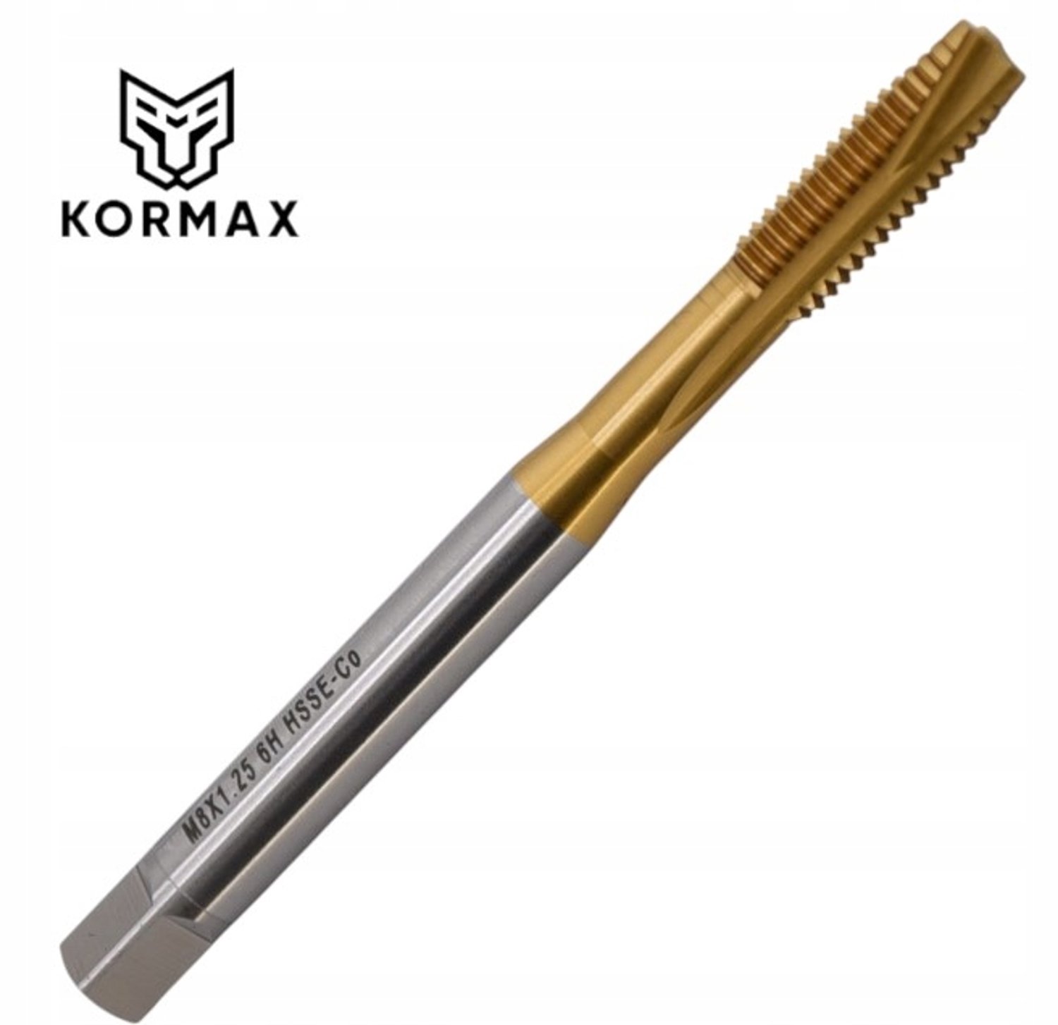 Kormax M8x1,25 TiN HSS-E Co machine tap DIN371