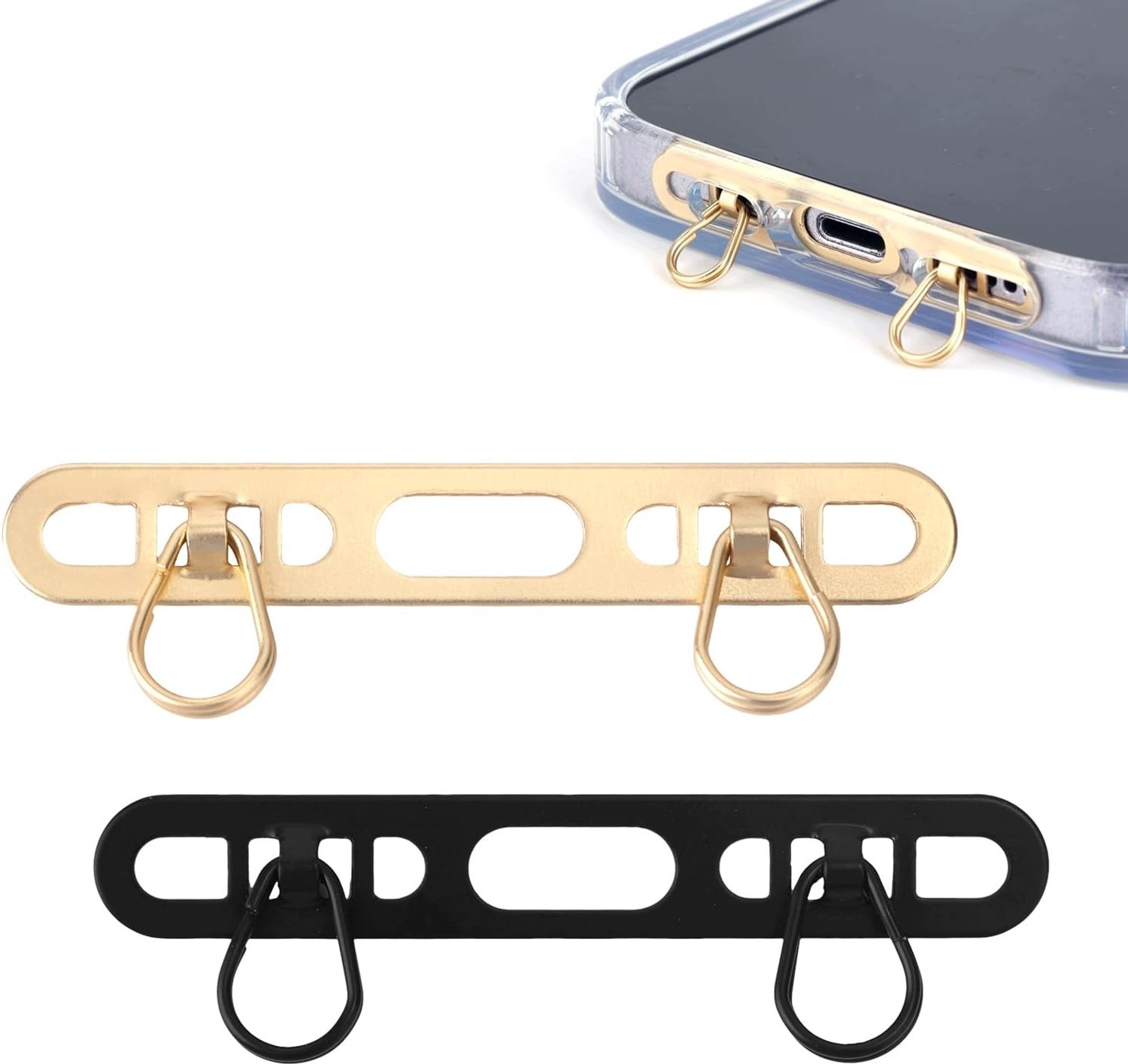 Dubbele Metalen Telefoon Lanyard Clips - 2 Stuks