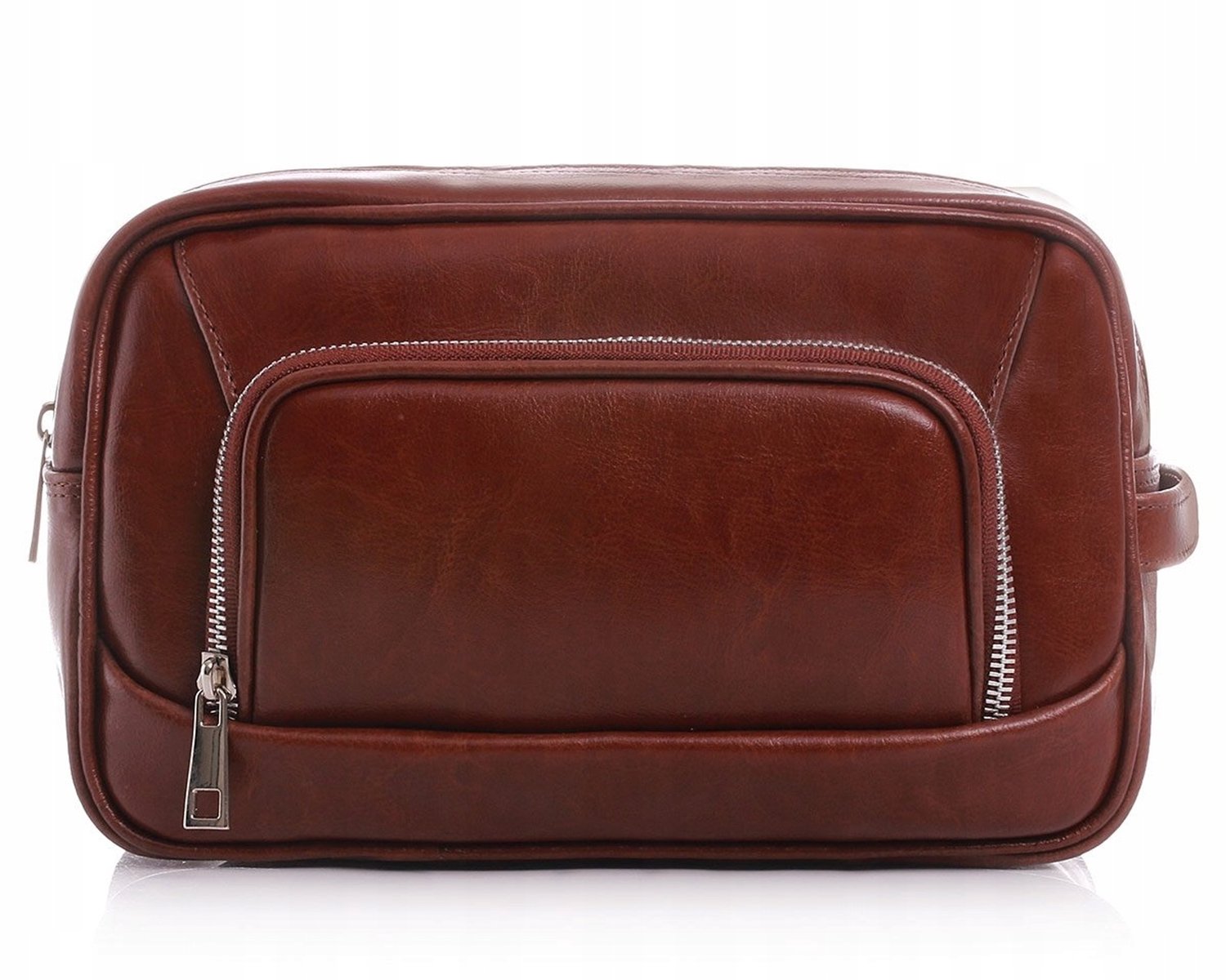 Merkloze Luxe Leren Reis Toilettas - Ruim & Elegant Bruin