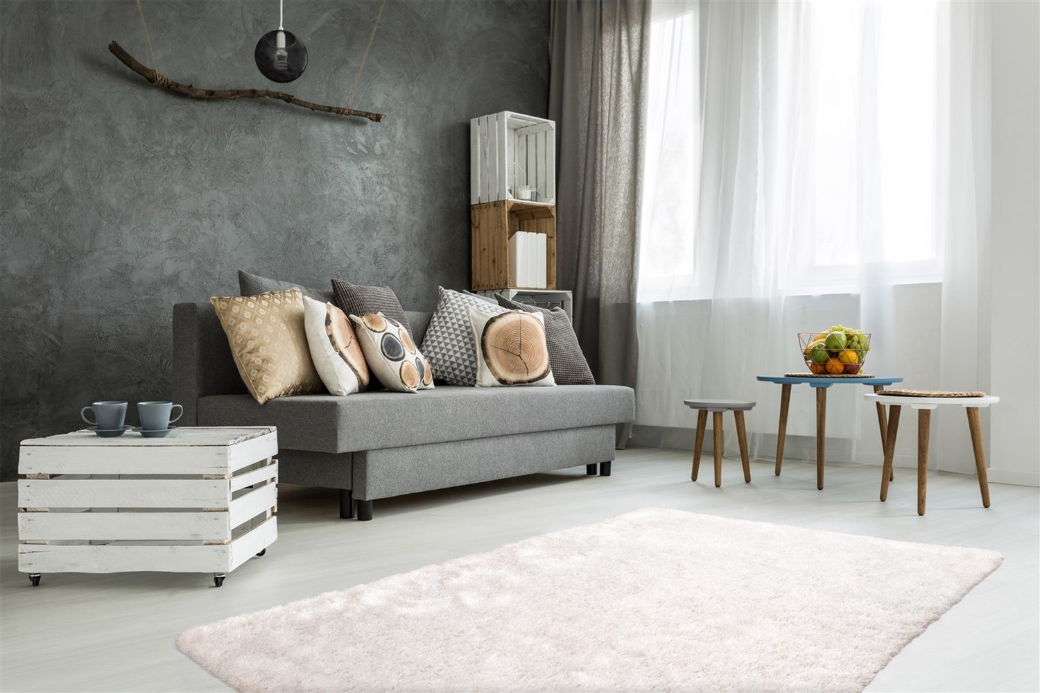 Padiro stijlvol laagpolig vloerkleed 80 x 150 cm - lichtbeige - modern Japandi ontwerp - voor vloerverwarming - van polyester en katoen