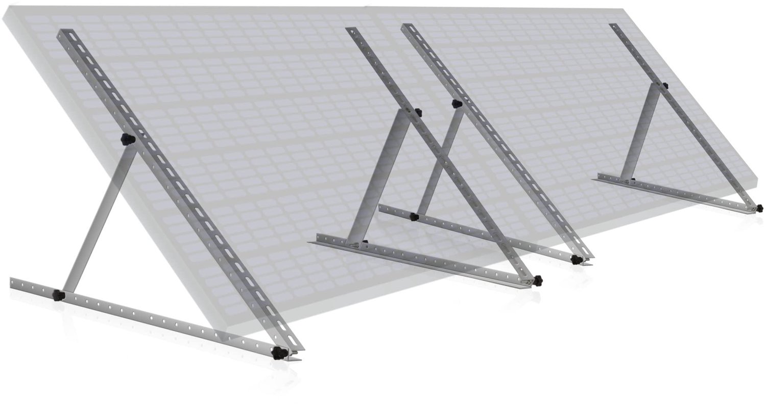 Zonnepaneelhouder Aluminium - Verstelbare Hoek 0-90 Graden - 114x114 cm - Gepoedercoat - Voor Plat Dak En Carport