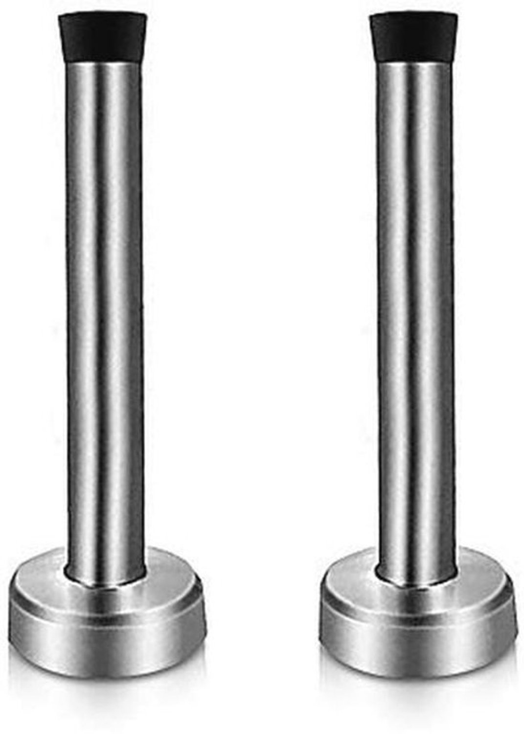 Roestvrijstalen deurstopper - Geluidsdempende deurstop - met rubberen tip - 2 stuks