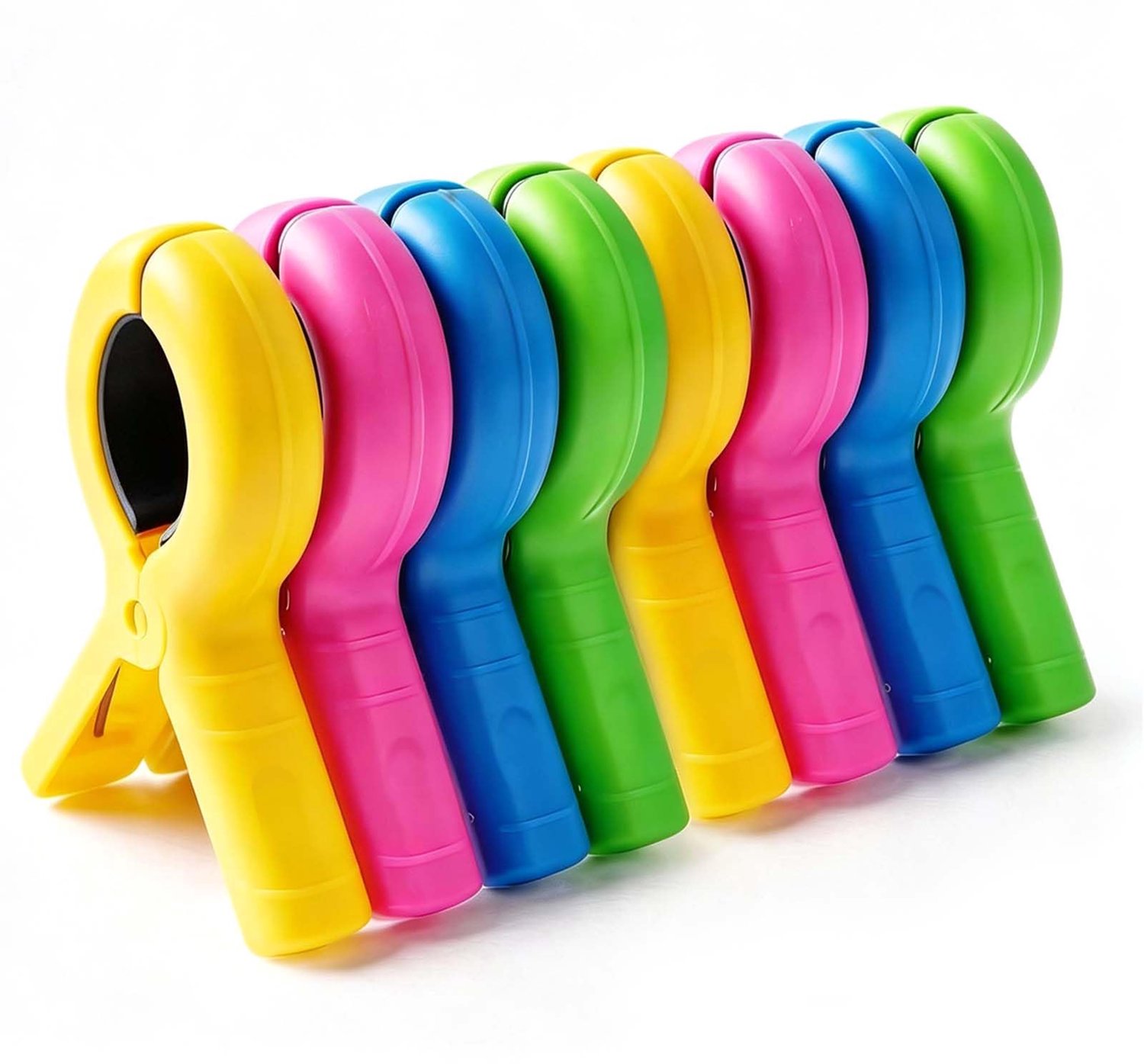 Handdoekklemmen - Winddicht - Voor strandstoelen, zwembad en camping - 8 stuks in 4 kleuren geel blauw roze groen