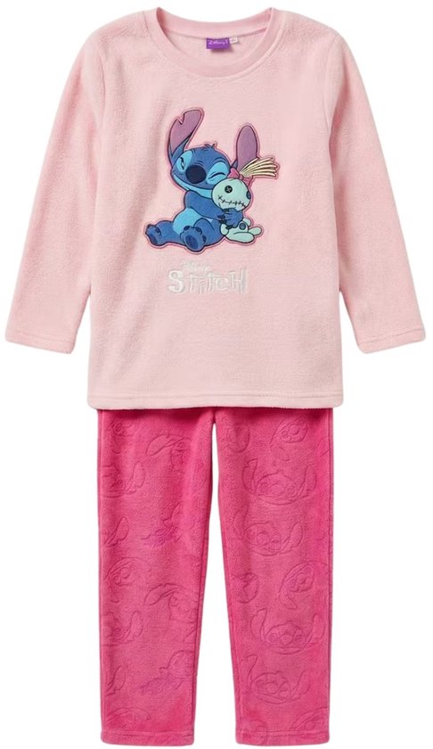 Lilo & Stitch Coral-Fleece Pyjama - Maat 122/128 - Roze - Kind