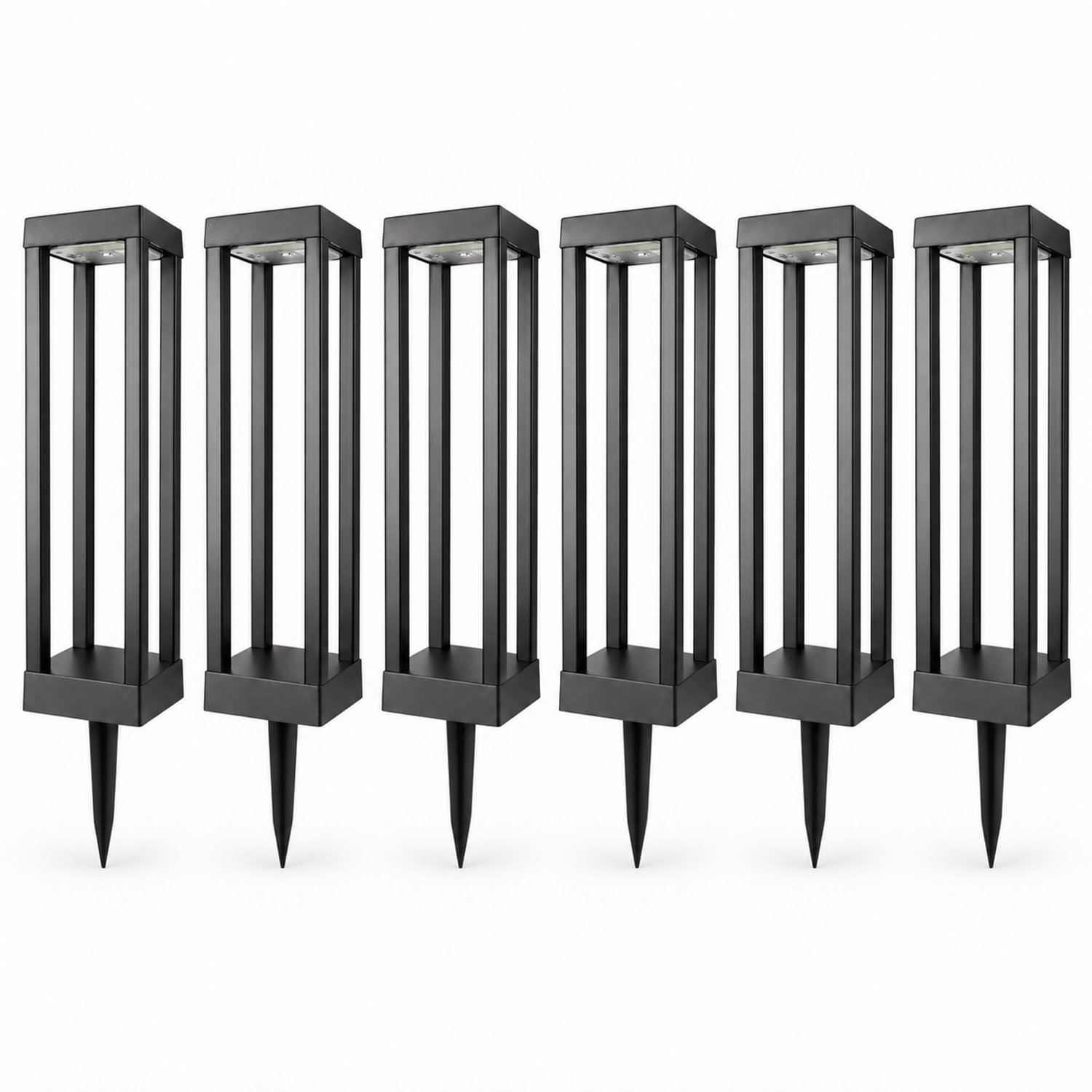 Solar Tuinlampen - 6 Stuks - Open Rechthoek - 46 cm - Zwart
