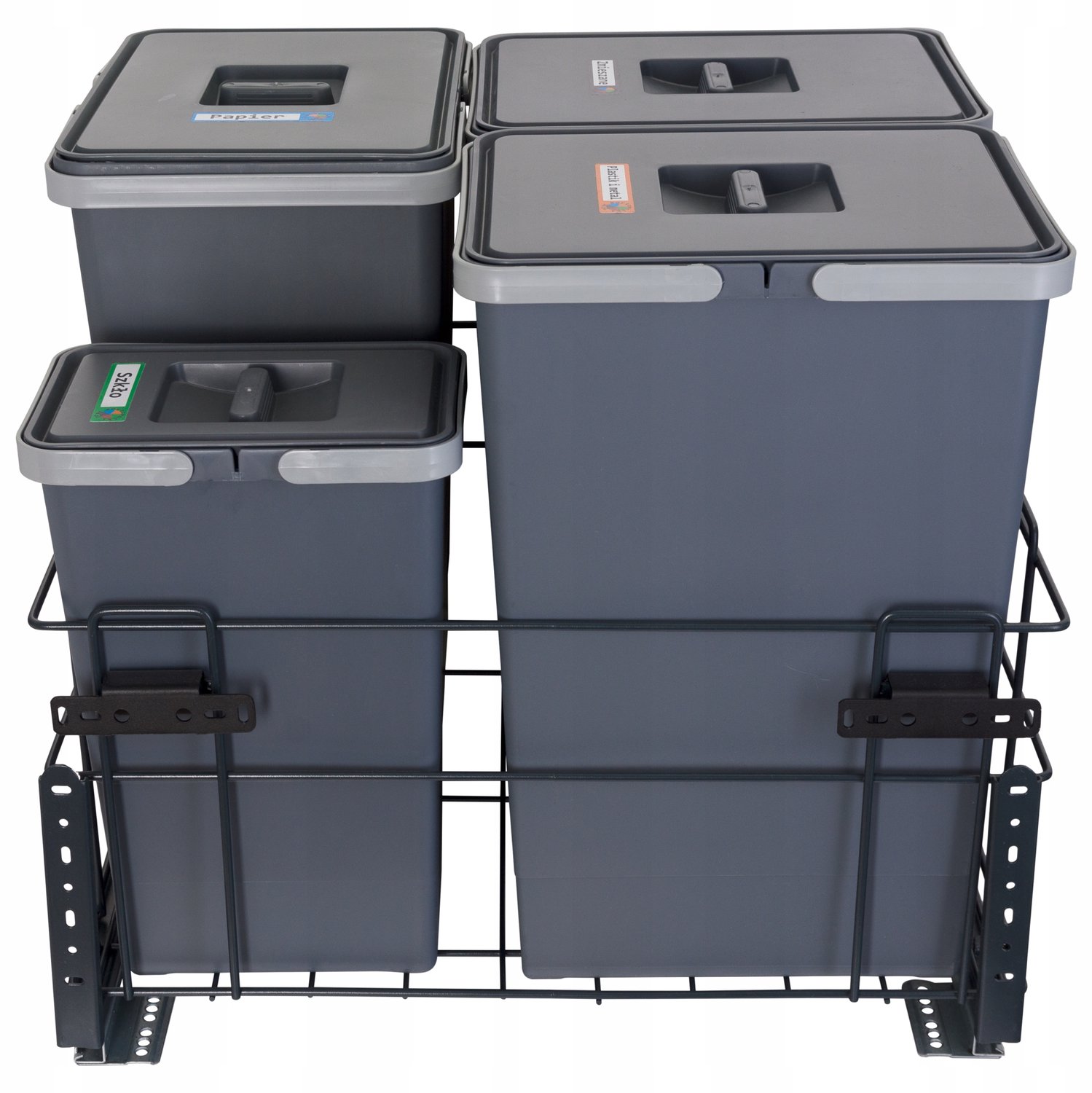 Merkloos Afvalscheider 60cm Keukenkast met Soft-close, 4 Bakken (80L)