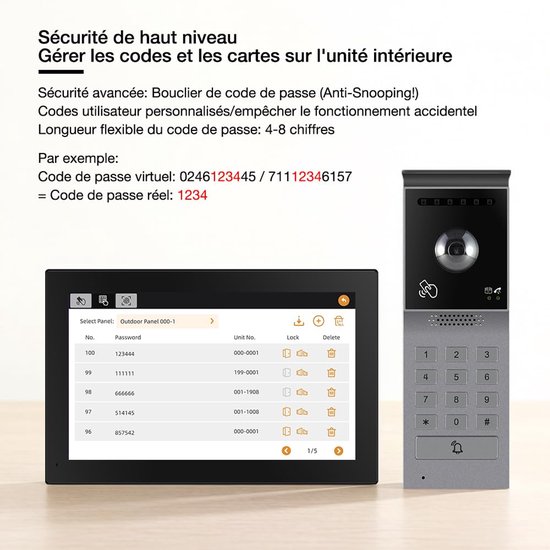 Video Deurbel Bedraad 2-draads - 7 Inch Touchscreen - 1080p HD Camera - Wifi Verbinding - Bidirectionele Audio - Voor Thuisbeveiliging — afbeelding 3
