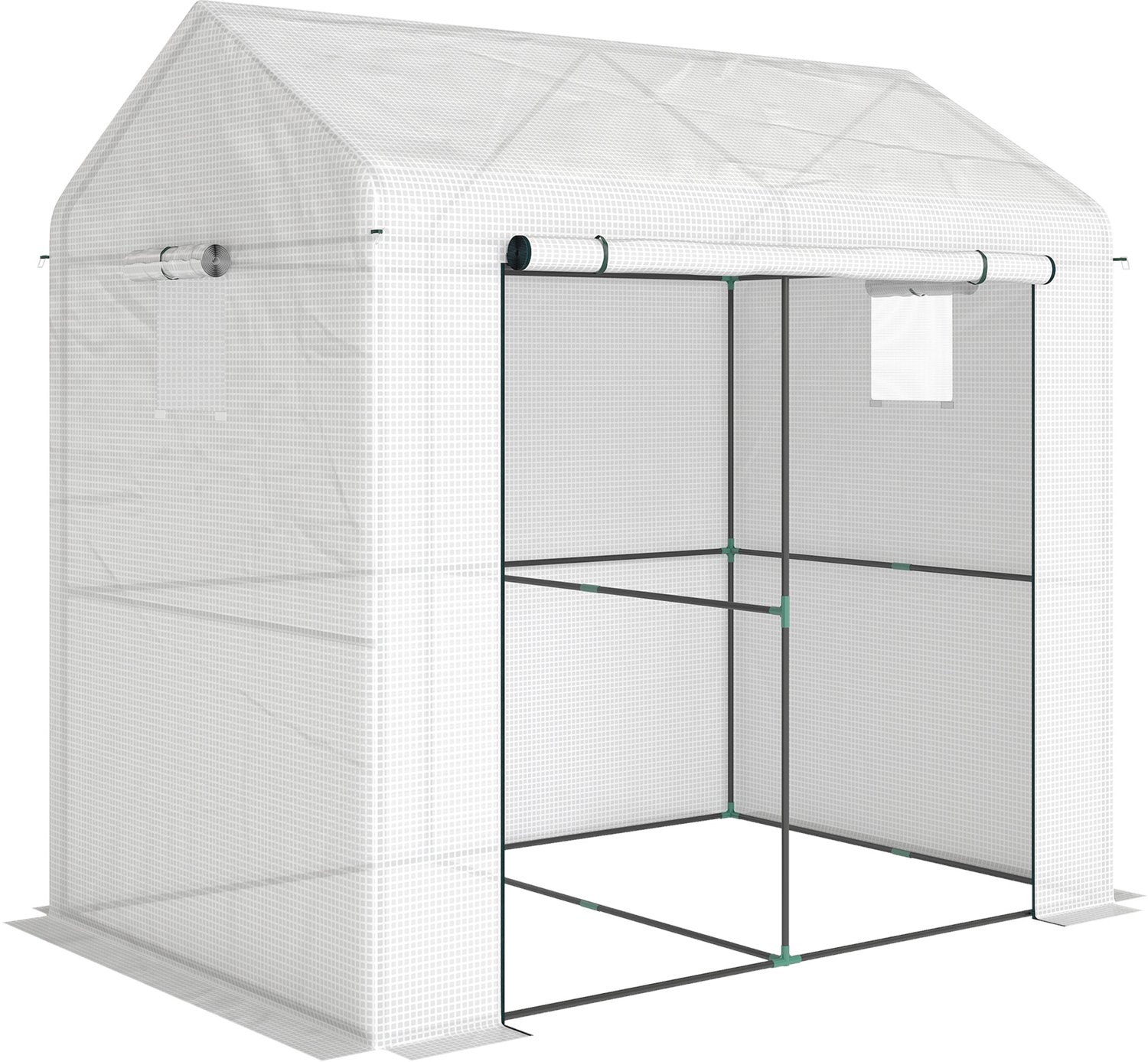 Sunona Foliekas - Met oprolbare deur en ramen - 200 x 140 x 200 cm - Wit/Donkergroen