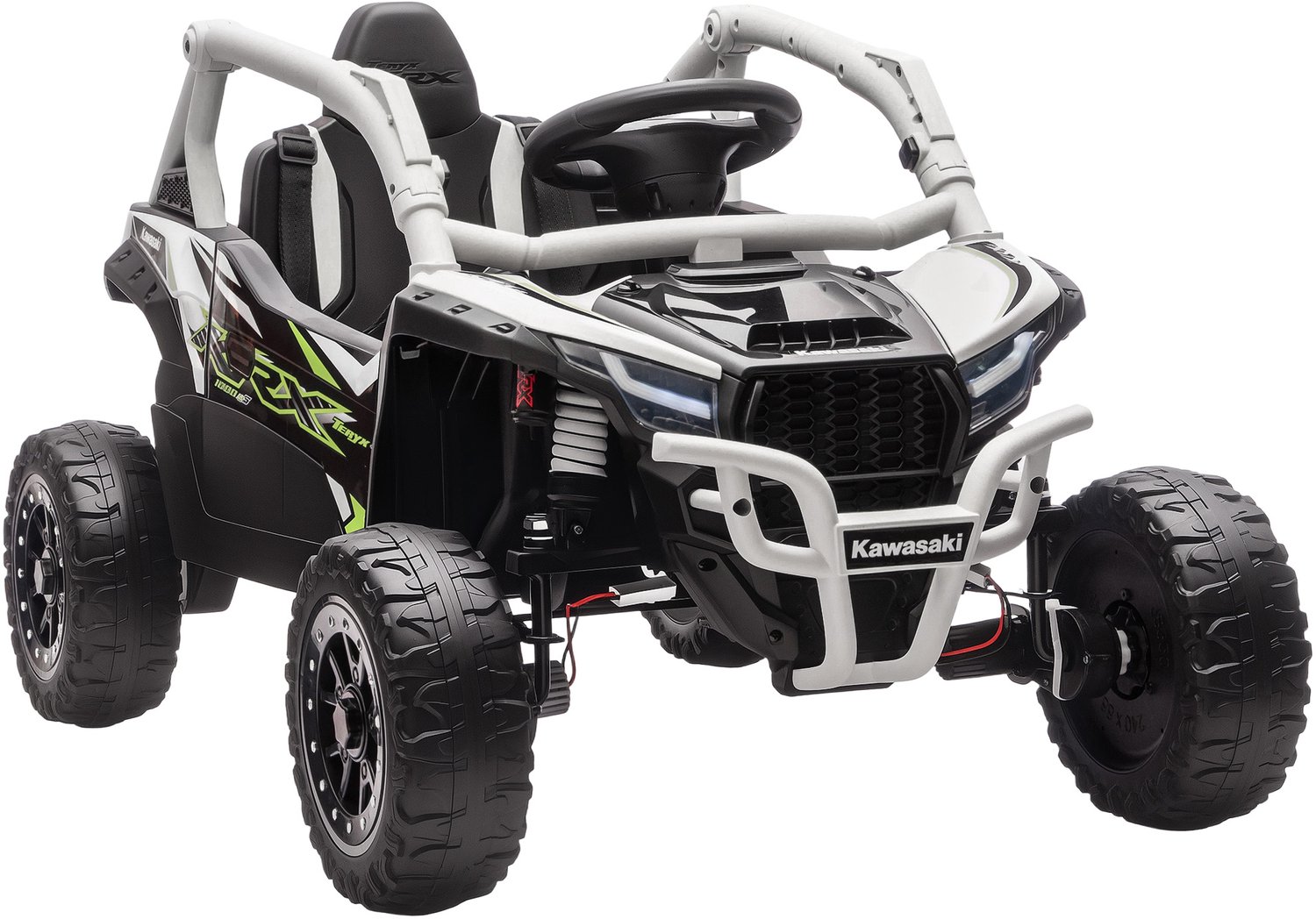 Playon Elektrische kinderauto Kawasaki Teryx KRX 1000 - Met afstandsbediening en muziek en ledverlichting - Met achtervering - 100 x 64 x 56 cm - Grijs