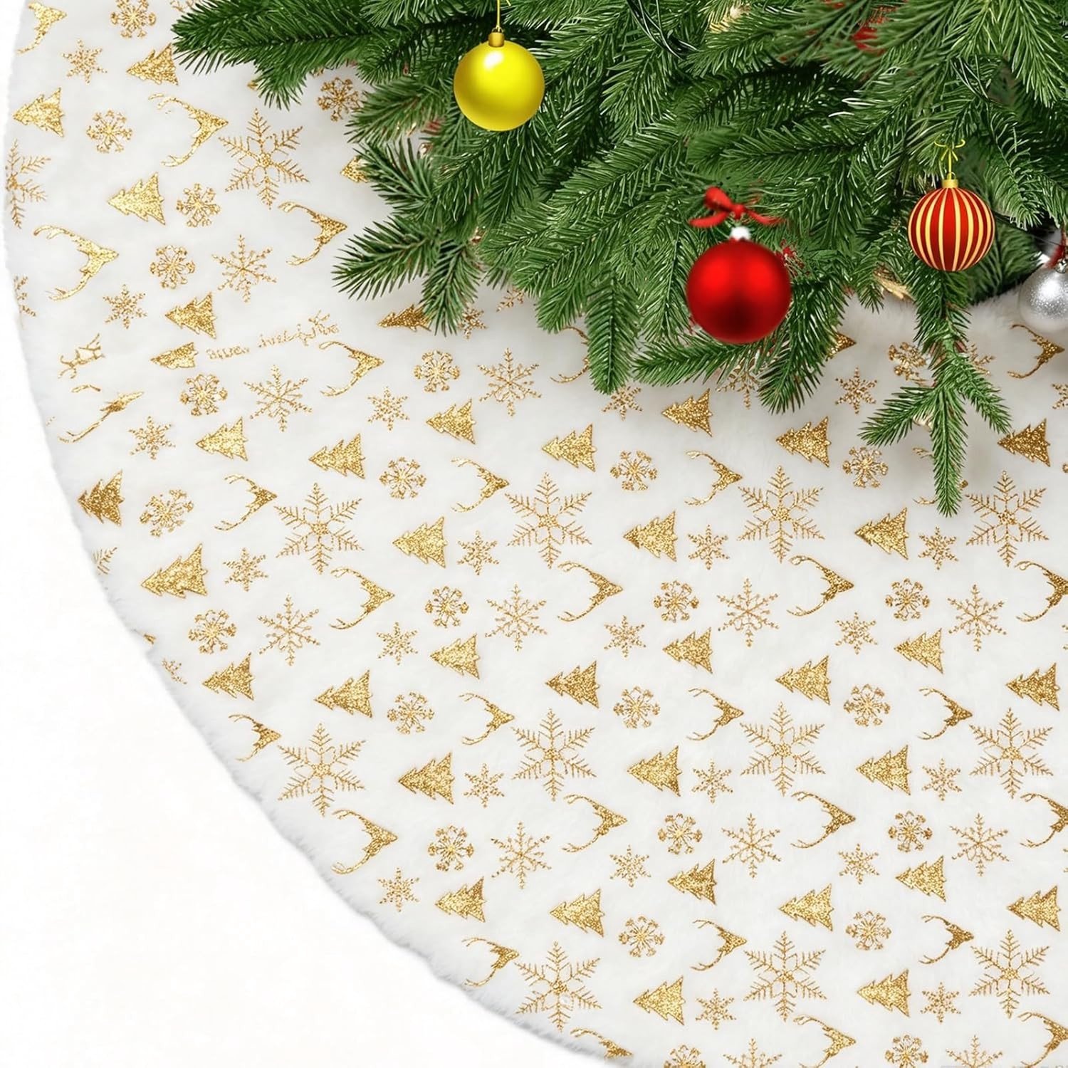 Zwarte Kerstboomrok van Fluweel met Gouden Ster | Luxe Kerstboom Mat en Bescherming voor de Vloer | Perfecte Decoratie voor de Feestdagen