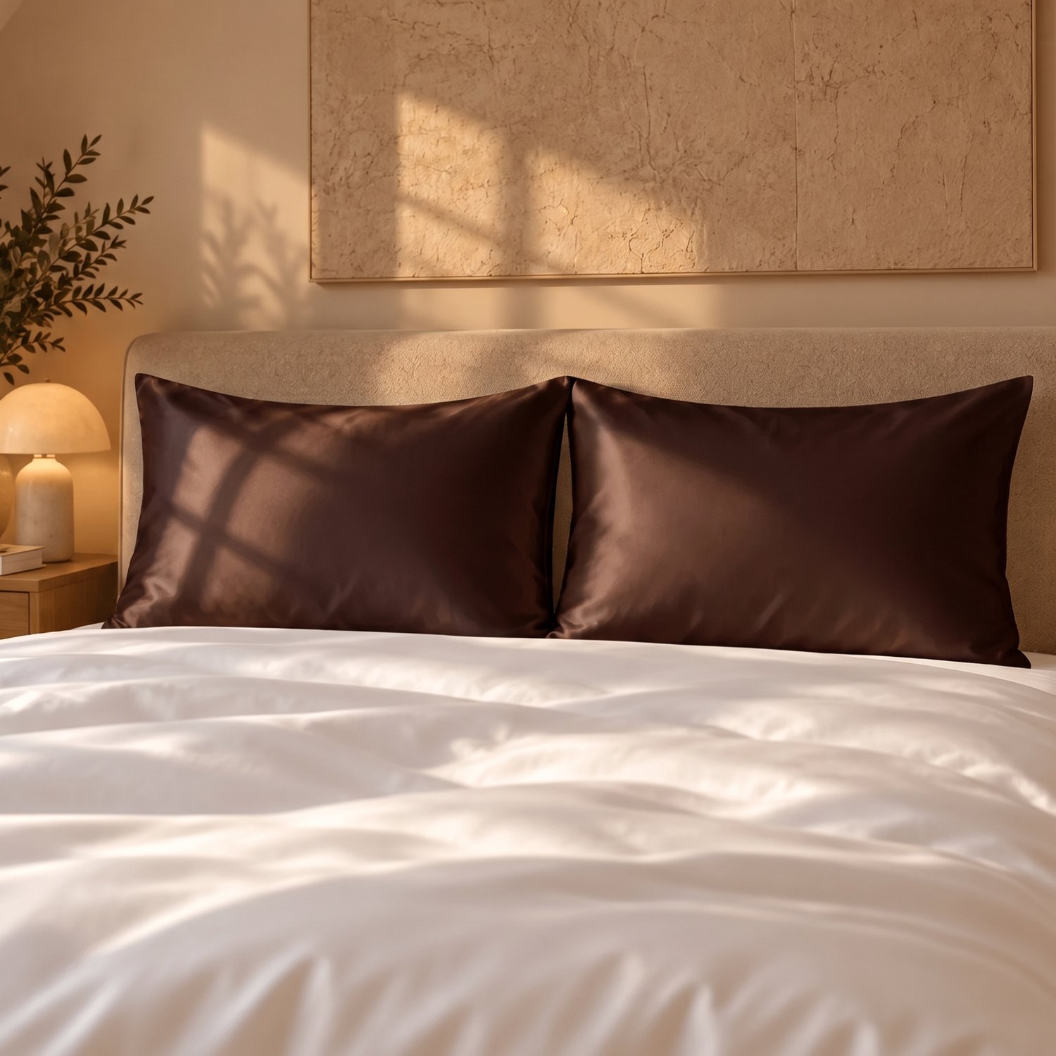 Zijden Kussensloop Midnight Cacao - 22MM - Silk Heaven - 45x65cm (voor o.a. traagschuim kussens 60x40cm) / Hotelsluiting