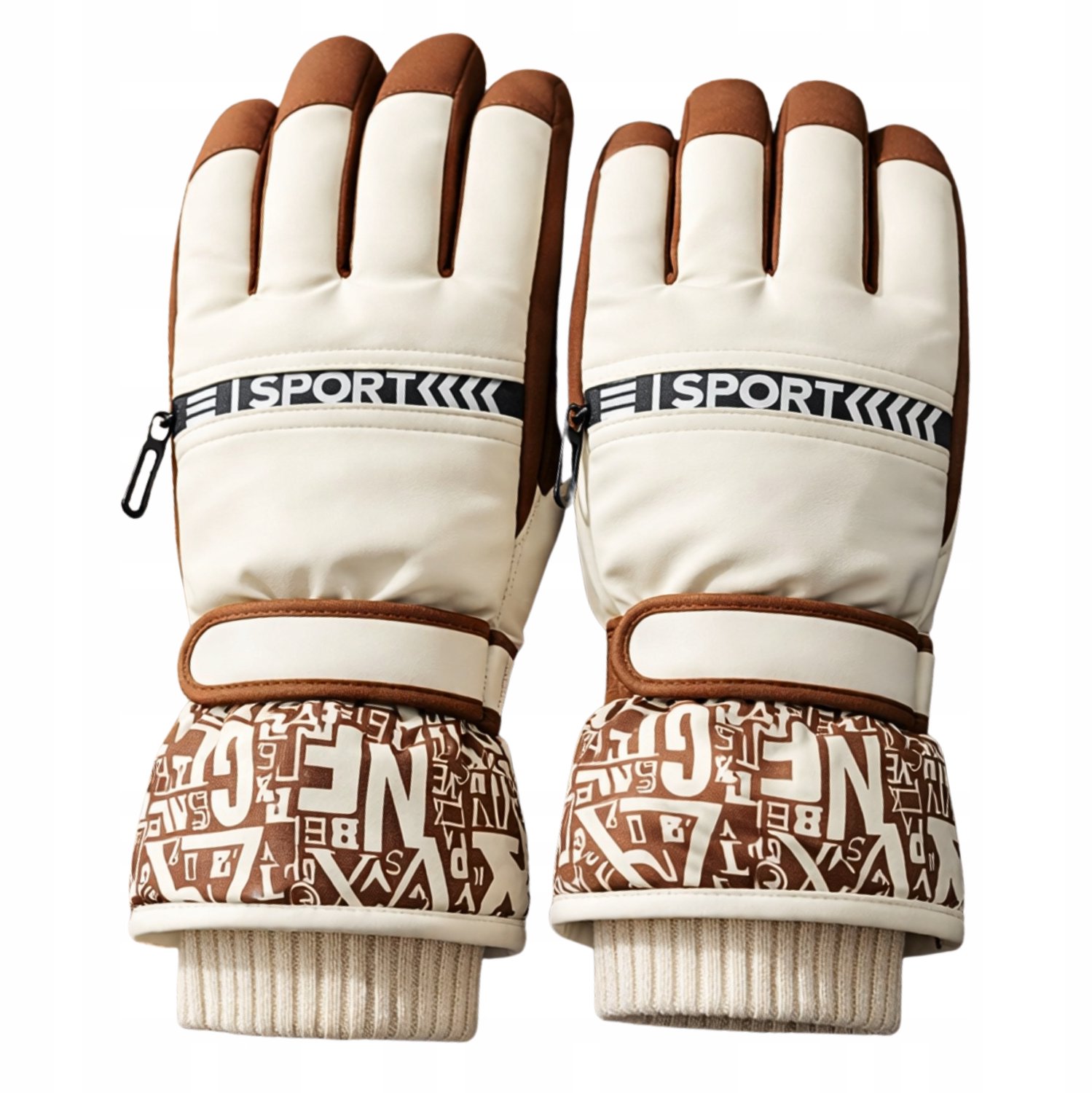 Warme Winter Ski Handschoenen M/ Unisex Waterdicht & Touchscreen Beige
